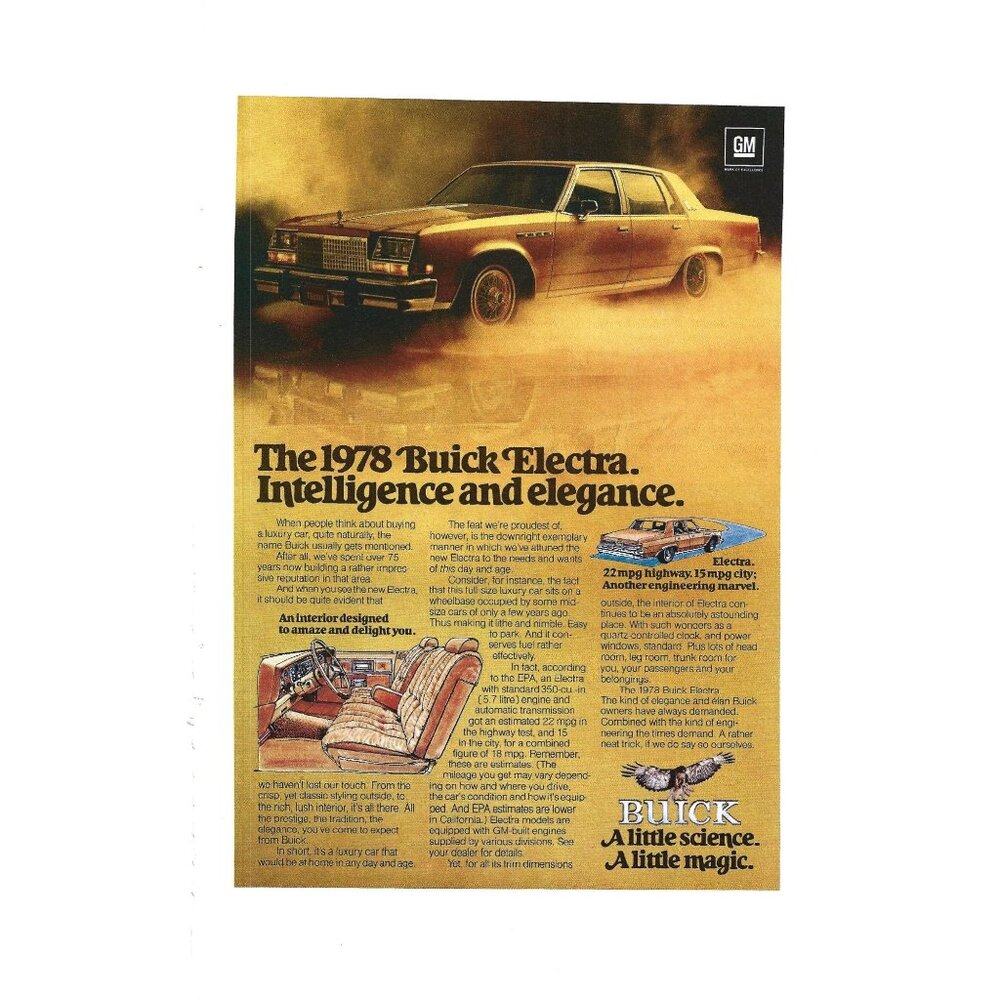 1978 Buick Electra Ad Print Automotive Print Classic Car Art Wall Decor